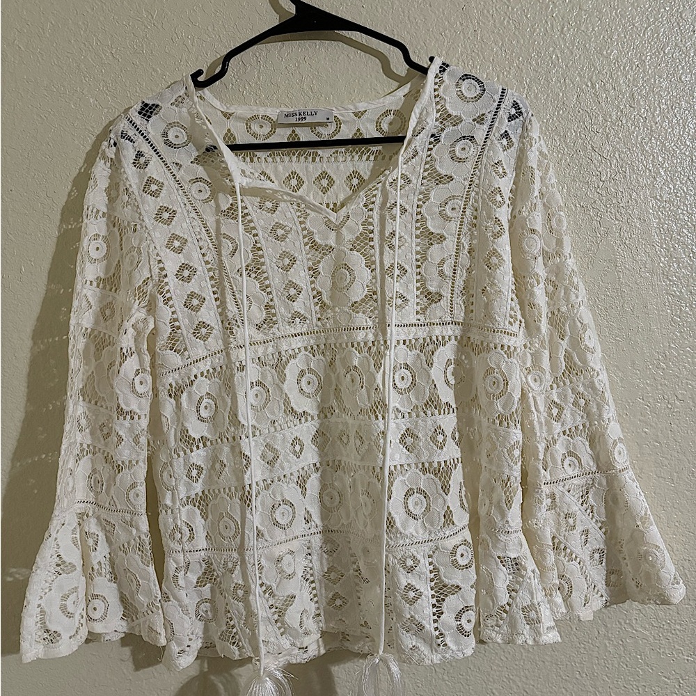 Feminine Lacey Shirt with tassel details